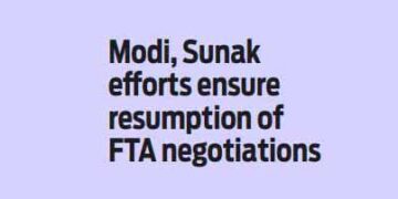 Modi, Sunak efforts ensure resumption of FTA negotiations