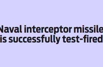 Naval interceptor missile is successfully test-fired
