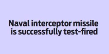 Naval interceptor missile is successfully test-fired