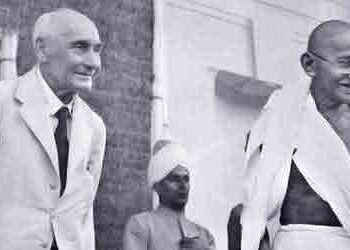 Mahatma Gandhi with Lord Pethwick Lawrence, UK Secretary of State for India.