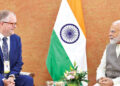 PM Modi meets Deakin University V-C Prof Lain Martin at Gandhinagar