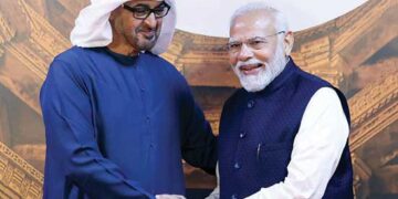 PM Modi welcomes UAE President Mohamed bin Zayed Al Nahyan at the summit