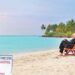 Prime Minister Narendra Modi at a beach at Bangaram in Lakshadweep